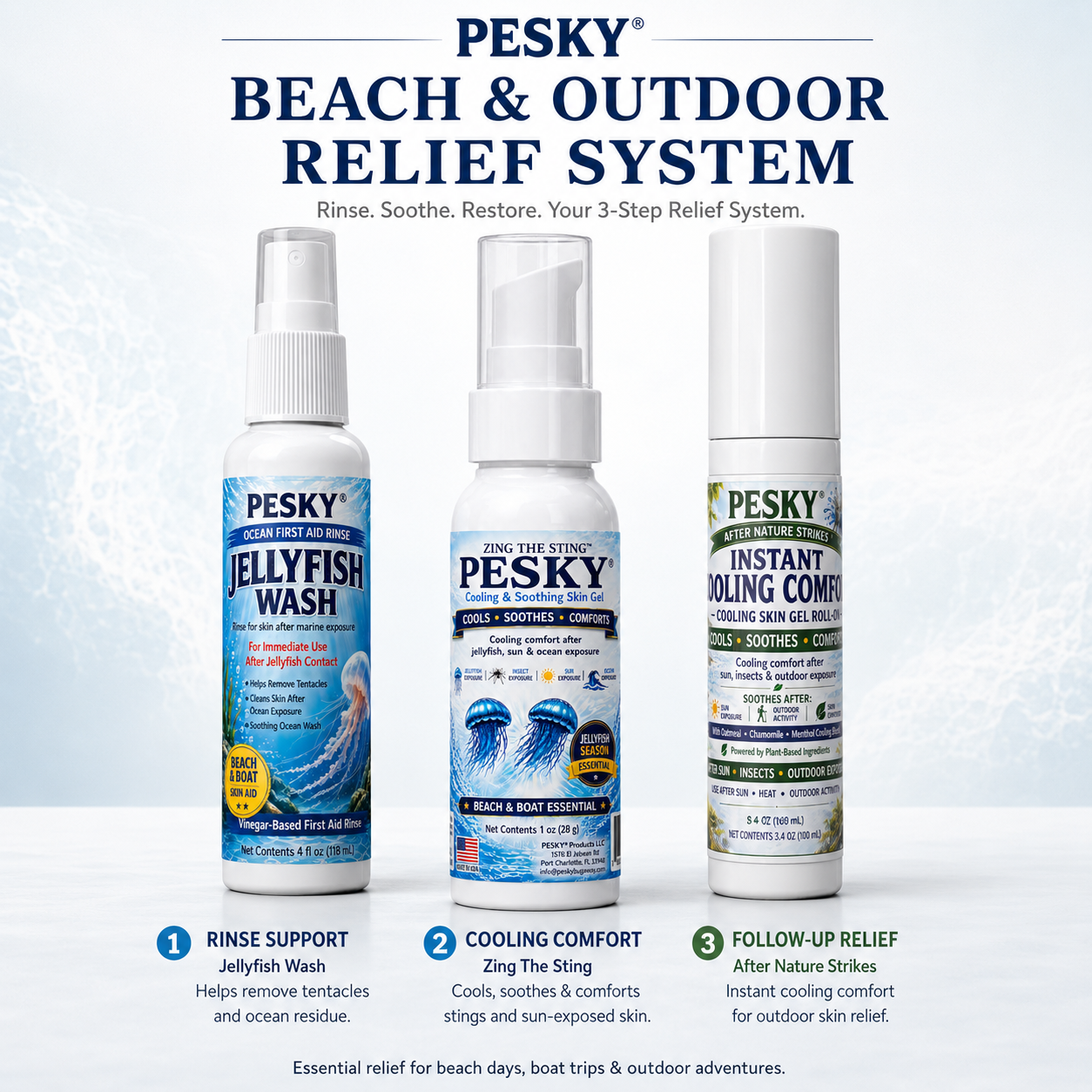 PESKY® Cooling Comfort After Stings for beach days, boating, camping, and outdoor travel